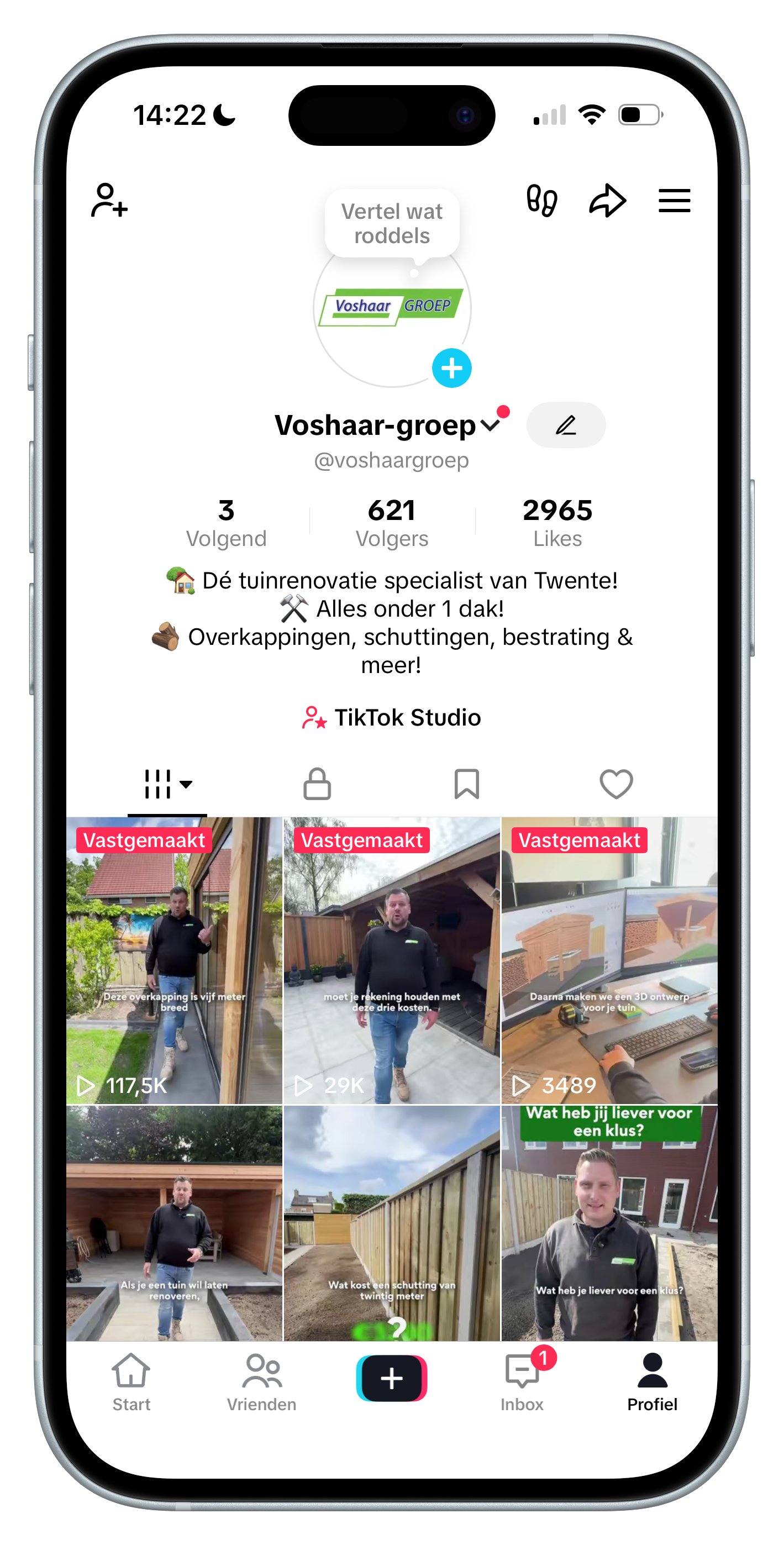 FEW. short-form content op het Voshaar-groep TikTok-profiel